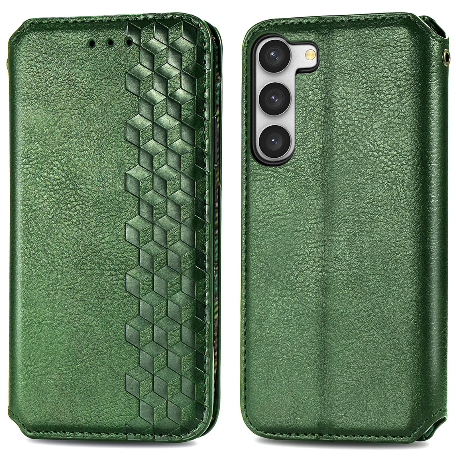 Til Samsung Galaxy S23 PU Læder Rhombus påtrykt cover Velbeskyttet magnetisk autoabsorberet stativ Wallet Folio Flip telefonetui Til Samsung Galaxy S23 PU Læder Rhombus påtrykt cover Velbeskyttet magnetisk autoabsorberet stativ Wallet Folio Flip telefonetui